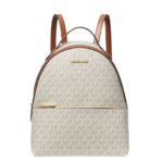 Michael Kors Mochila com bolso frontal média - Baunilha com logo